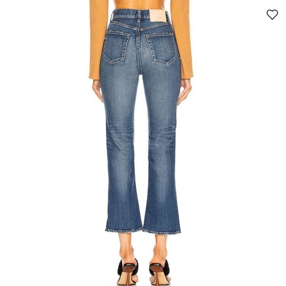 Moussy Vintage Otis Flare High Waisted Blue Denim Jeans Cropped Size 30 - Picture 13 of 14